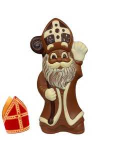 Ingekleurde chocolade Sint zwaait groot formaat - 40cm