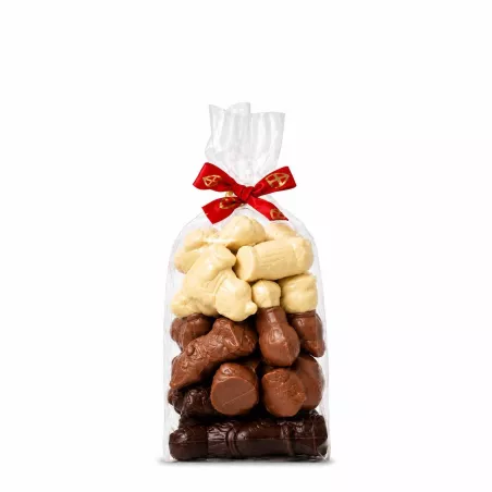 Sintchocolade zakje 300 g wit, melk & puur | 't Suykerbootje