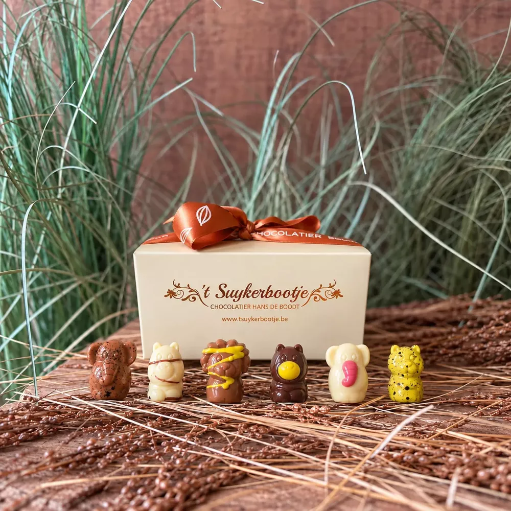 Zoodiertjes in chocolade 250 g | 27 smaken | eigen atelier