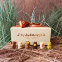 Ballotin met zoodiertjes in chocolade van 't Suykerbootje, met olifant, nijlpaard, leeuw en luipaard