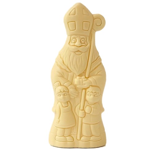 Sint met 2 kindjes in witte chocolade 25cm