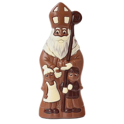 Sint met 2 kindjes ingekleurde chocolade