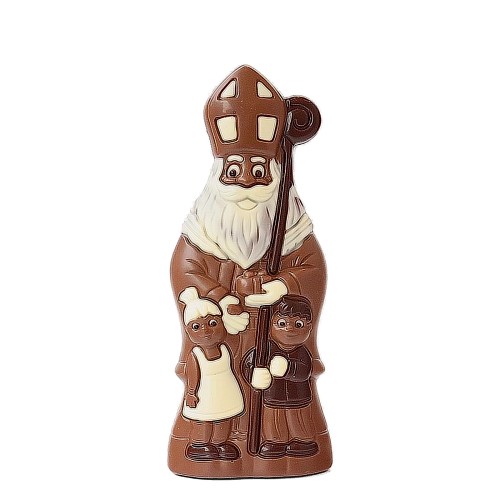 Sint met 2 kindjes melkchocolade ingekleurd