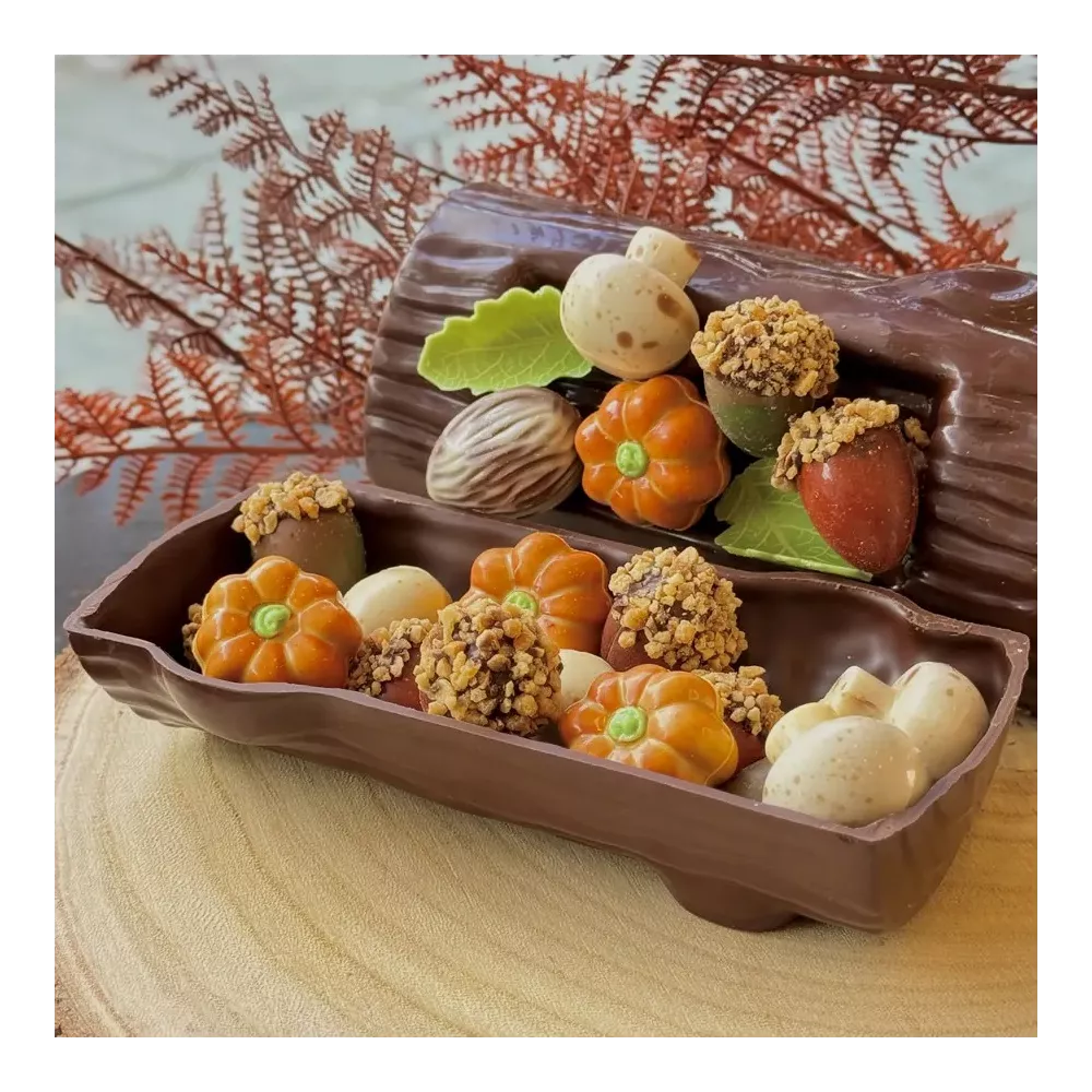 Chocoladestronk gevuld met herfstpralines van 't Suykerbootje