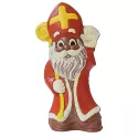 Sint XL grote sint die zwaait in rode en gele kleuren - melkchocolade