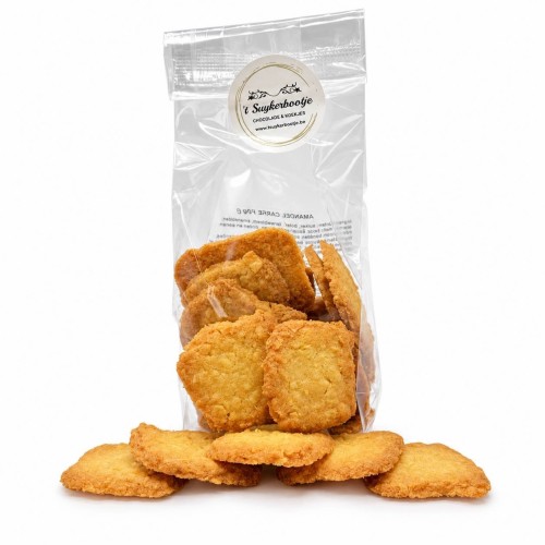 Zakje amandel carré, vierkante koekjes met amandel