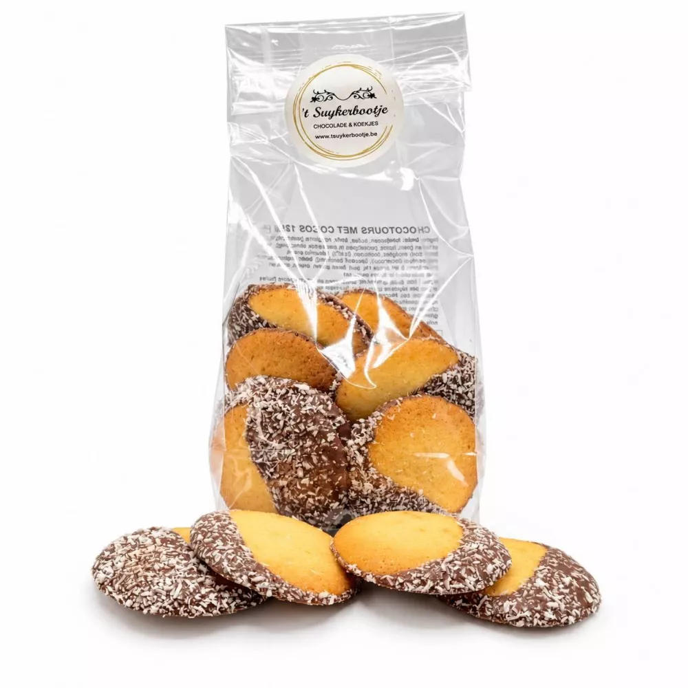 Chocotour kokos - krokant koekje met kokosrasp