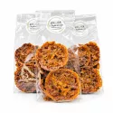 Zakje florentines met amandel, honing en chocolade.