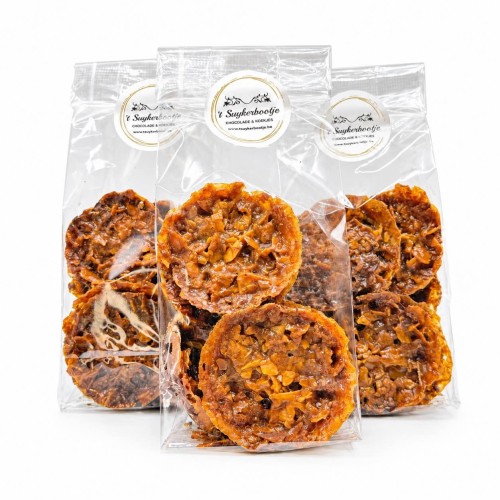Zakje florentines met amandel, honing en chocolade.