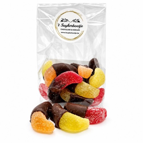 vruchtenbanaantjes - suikersnoepjes omhuld met chocolade met fruitsmaakjes