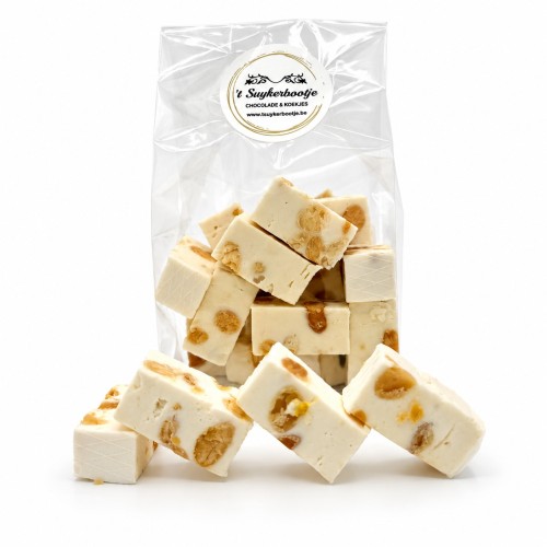 Nougat, een subtiel samenspel van o.a.eiwit, honing en suikers, noten