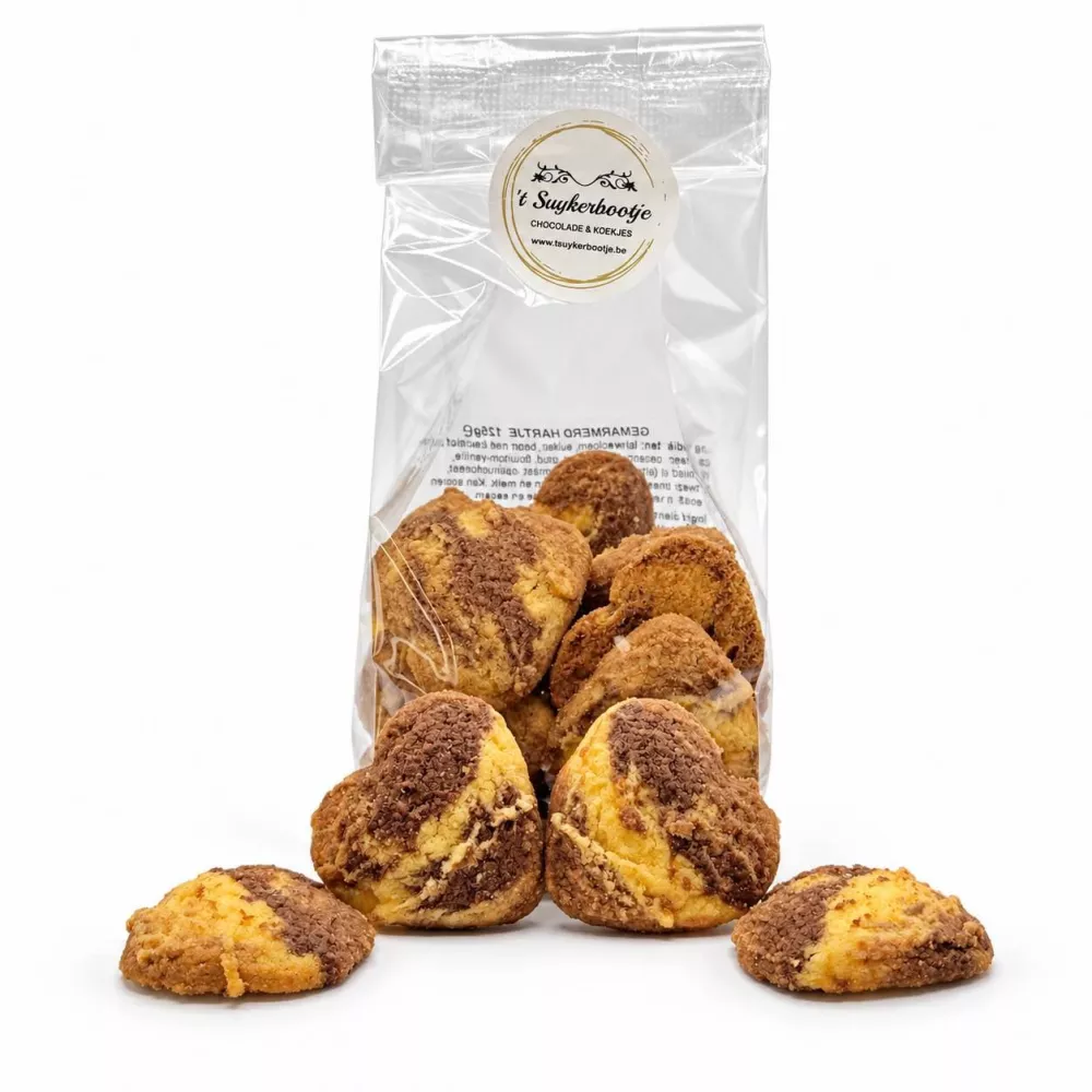 Gemarmerde hartjes | chocolade & vanille | 't Suykerbootje