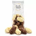 truffels in een zakje, mix van witte chocolade, melkchocolade en pure chocolade