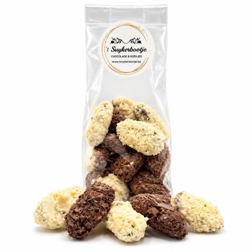 truffels in een zakje, mix van witte chocolade, melkchocolade en pure chocolade