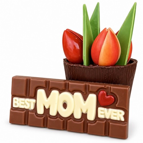 Best mom ever - reep melkchocolade met tekst