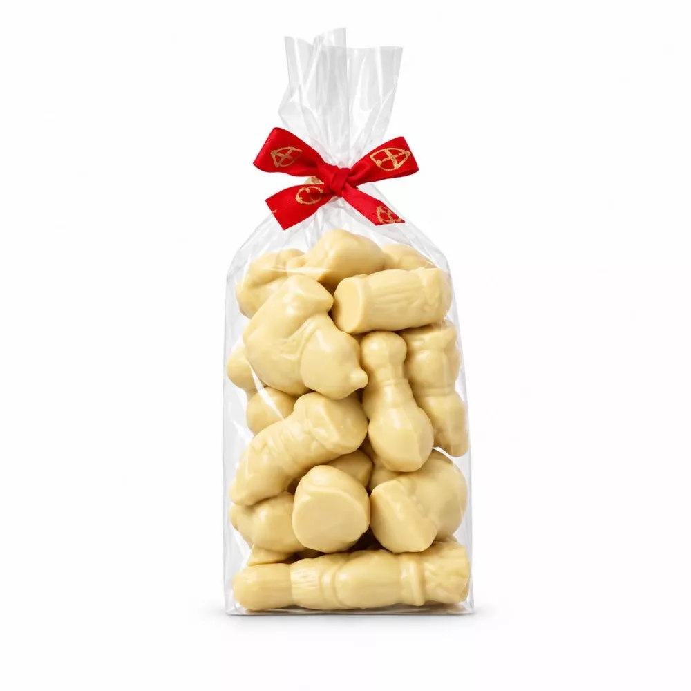 Zak met witte chocolade sintfiguren