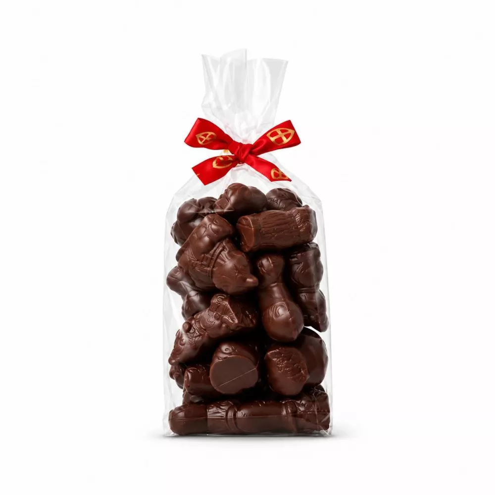 Zak met 300g pure chocolade sintfiguren
