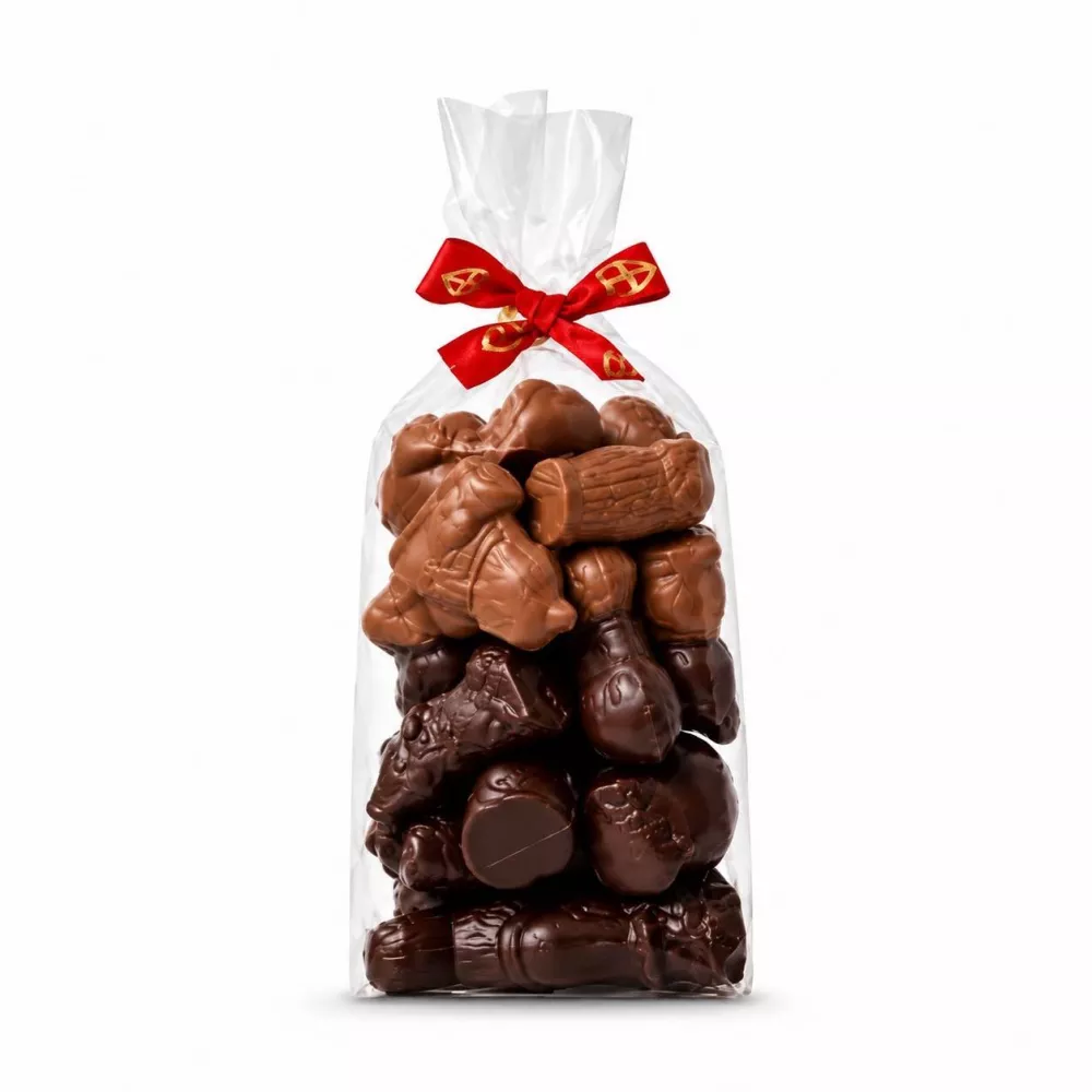 Zak met figuurtjes in melk en pure chocolade - thema Sint - 300g