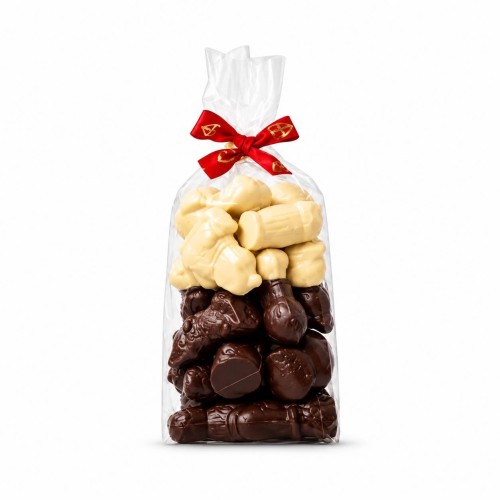 zak met 300g figuurtjes thema sint - witte en pure chocolade