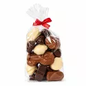 Zak met mix wit, melk en pure chocolade figuren - thema Sint - 600g