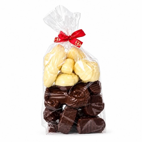 zak met witte en pure chocolade figuren - 600g - sint thema