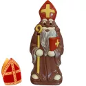 Kleurrijke Sint in Melkchocolade met boek in zijn hand. 24cm