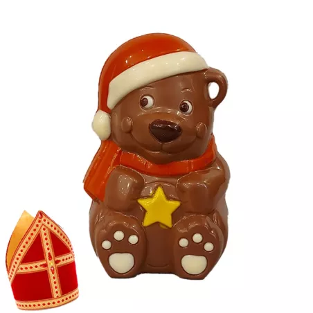 Kleurrijk chocolade beertje met ster - 11cm