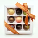 Transparant doosje met 9 ambachtelijke pralines