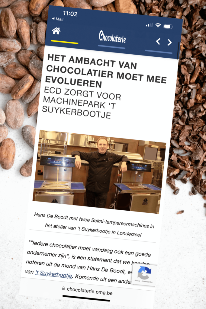 interview met hans de Boodt in Chocolaterie Magazine over chocolade, HR, ondernemen