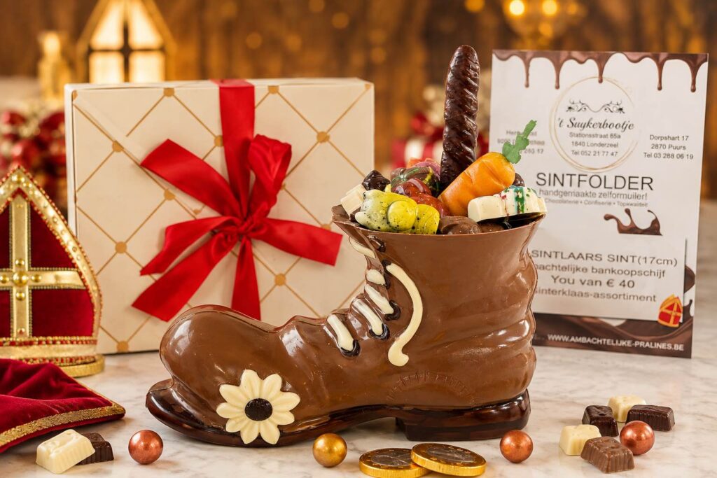 Chocolade schoen met lekkers van de sint. ideaal voor klanten, medewerkers of leveranciers
