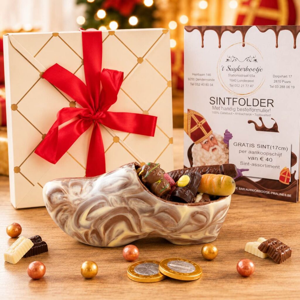 Chocolade klomp gevuld met sintlekkers als bedrijfsgeschenk