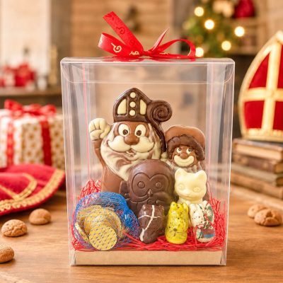 Cadeaubox met sintchocolade, marsepein en speculoos