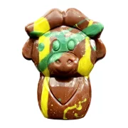 zoodiertje in melkchocolade met groen en geel, met Dubai-vulling