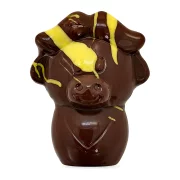 zoodiertje in pure chocolade met gele accenten en advocaatvulling