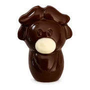 zoodiertje in pure chocolade met witte snuit en krokante praliné