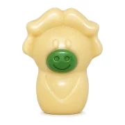 zoodiertje in witte chocolade met groene snuit en pistachevulling